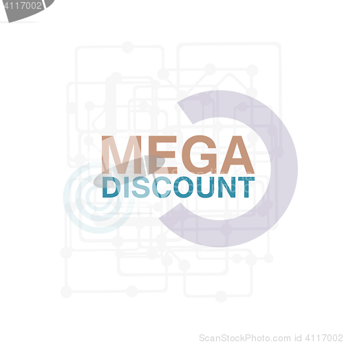 Image of Mega Discount. Discount sticker. Offer sticker. Discount label. Special discount label. Sale sign. Discount element template. Special offer sticker. Promo sticker. Discount icon. Discount banner