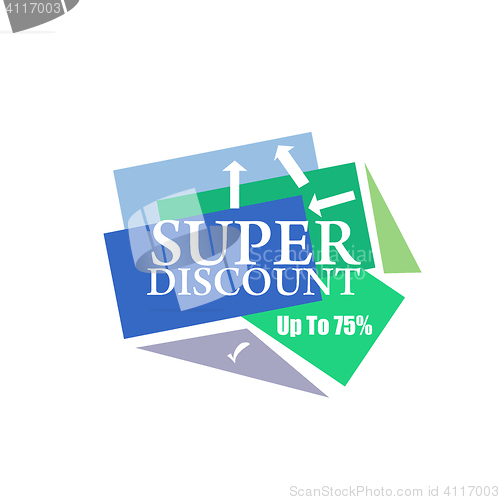 Image of Super Discount sticker. Offer sticker. Super Discount label. Special discount vector label. Sale sign. Discount element template. Special offer sticker. Promo sticker. Discount icon. Discount banner.