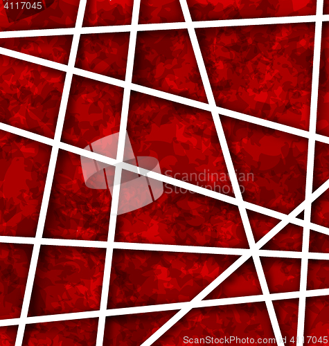 Image of Red Abstract Geometric Background with White Paper Lines