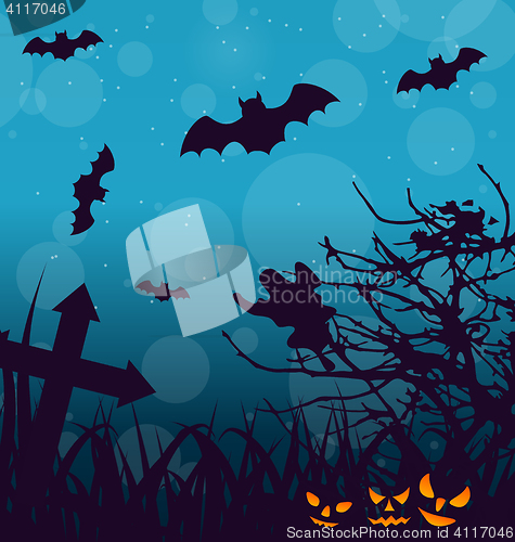 Image of Halloween Outdoor Background with Scary Pumpkins