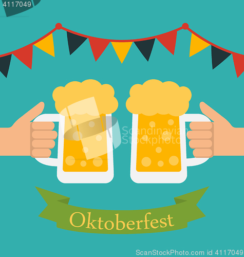 Image of  Advertise Flyer with Decoration for Oktoberfest