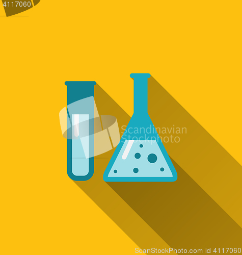 Image of Icons of chemical test tubes with shadows, modern flat style