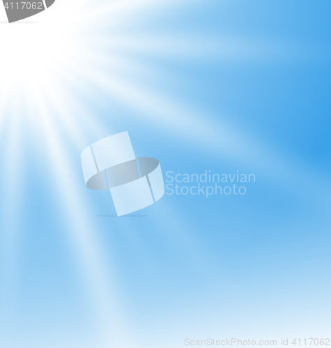Image of Abstract Blue Background with Sun Rays