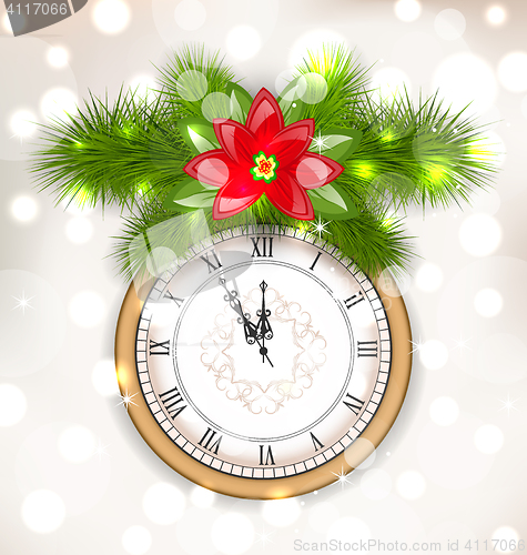 Image of New Year Midnight Background with Clock