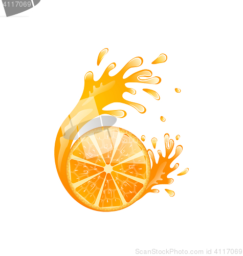 Image of Slice of Orange with Splash