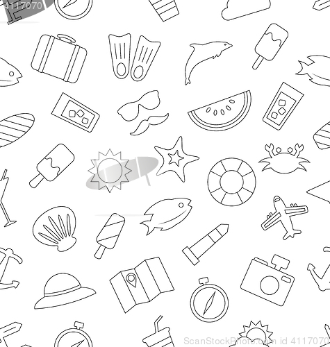 Image of Seamless Pattern with Tourism and Holiday Objects and Icons