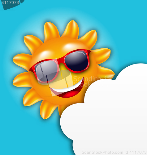 Image of Cool Summer Sun in Sunglasses with Cloud