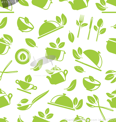 Image of Seamless Pattern with Healthy Eating