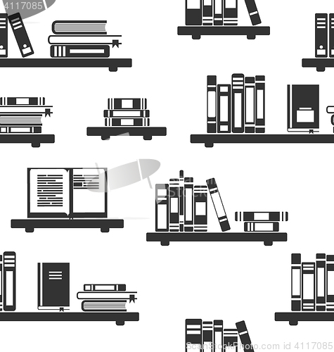 Image of Seamless Pattern with Books on Bookshelves