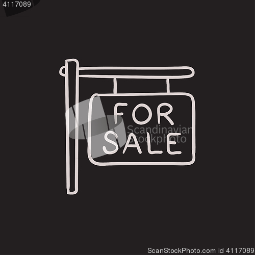 Image of For sale signboard sketch icon.