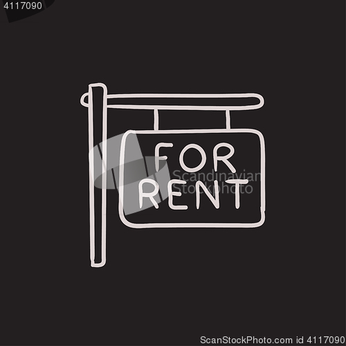Image of For rent placard sketch icon.