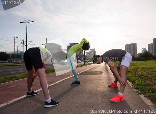 Image of multiethnic group of people on the jogging