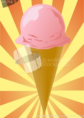 Image of Strawberry ice cream cone