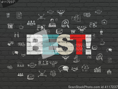 Image of Finance concept: Best! on wall background