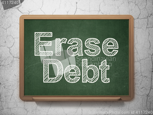 Image of Business concept: Erase Debt on chalkboard background