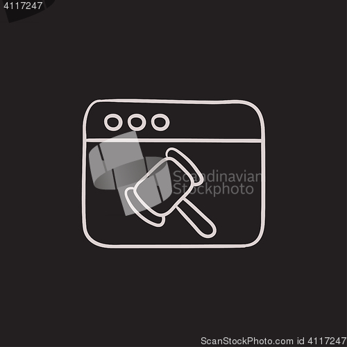 Image of Browser window with judge hammer sketch icon.