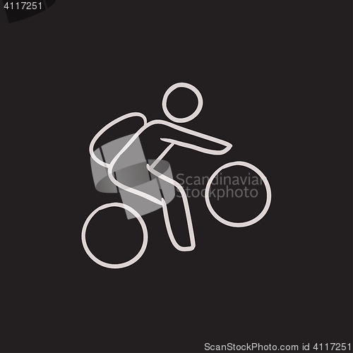 Image of Man riding bike sketch icon.