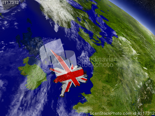 Image of United Kingdom with embedded flag on Earth