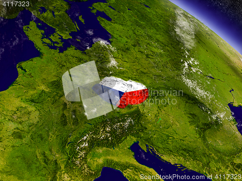 Image of Czech republic with embedded flag on Earth