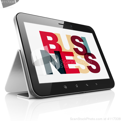 Image of Finance concept: Tablet Computer with Business on  display