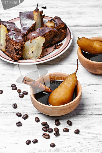 Image of Pear pie and coffee
