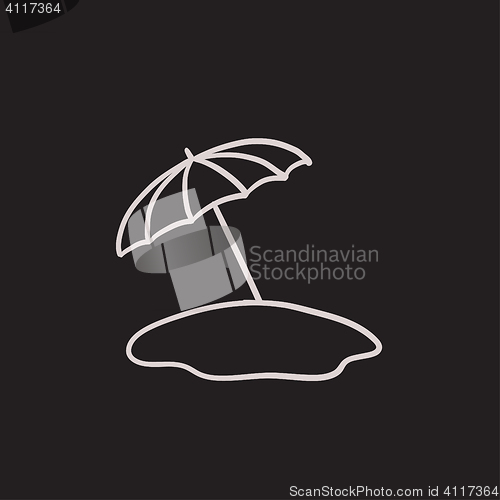 Image of Beach umbrella sketch icon.