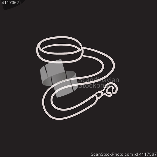 Image of Dog leash and collar sketch icon.