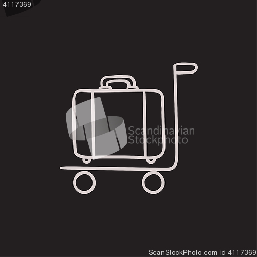 Image of Luggage on trolley sketch icon.