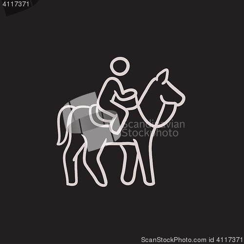 Image of Horse riding sketch icon.