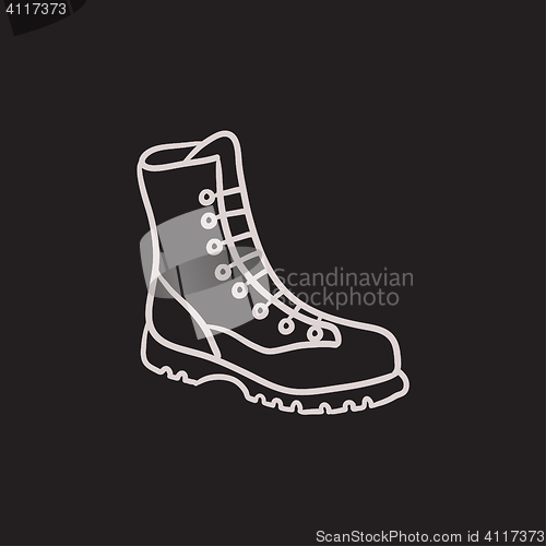 Image of Boot with laces sketch icon.