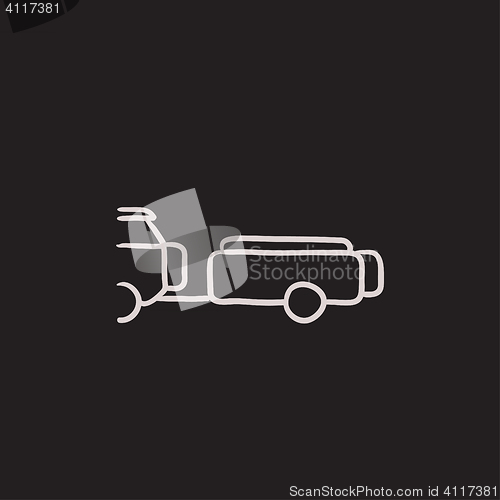 Image of Car with trailer sketch icon.