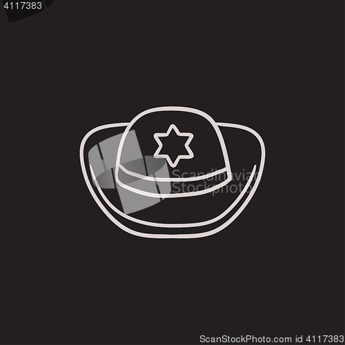 Image of Sheriff hat sketch icon.