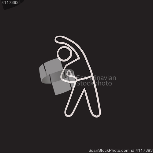 Image of Man making exercises sketch icon.