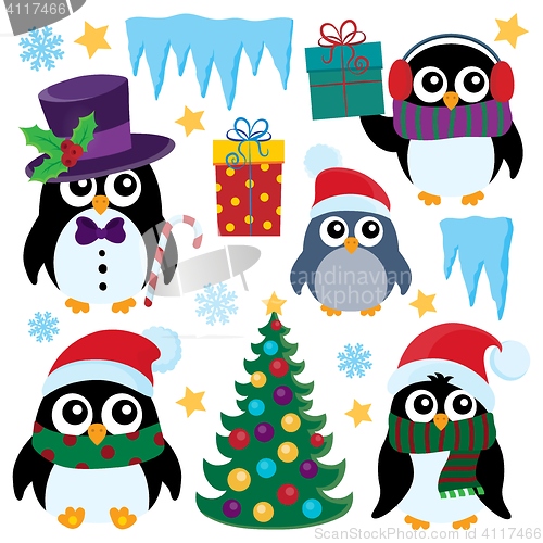 Image of Stylized Christmas penguins set 1