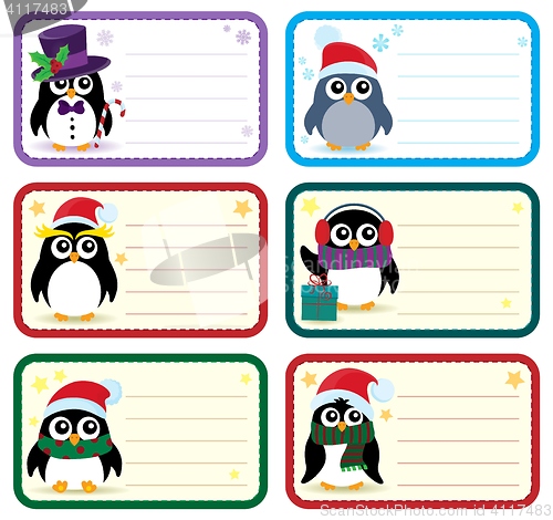Image of Christmas tags with penguins theme 1