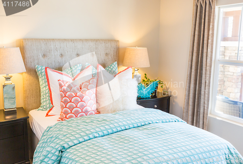 Image of Vibrant Colored Interior Bedroom of House