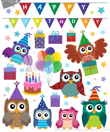 Image of Party owls theme set 1