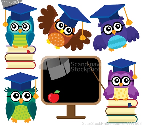 Image of Stylized school owls theme set 1