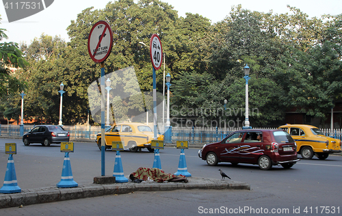 Image of Homeless people sleeping on the footpath of Kolkata