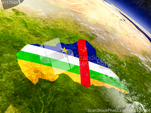 Image of Central Africa with embedded flag on Earth