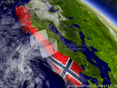 Image of Norway with embedded flag on Earth