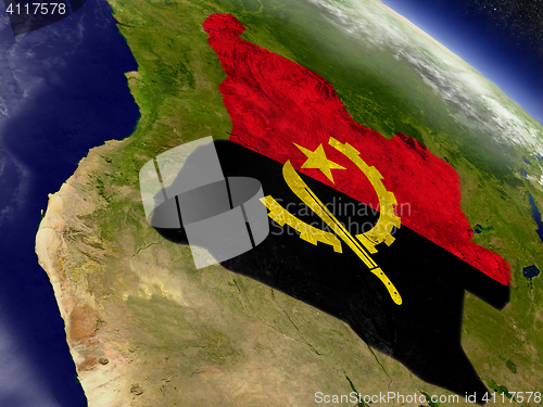 Image of Angola with embedded flag on Earth