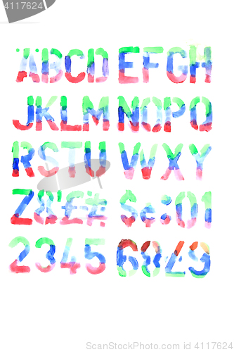Image of hand painted alphabet and numbers