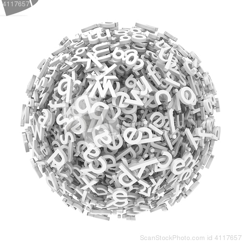 Image of gray typography sphere