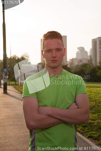 Image of portrait of a young man on jogging