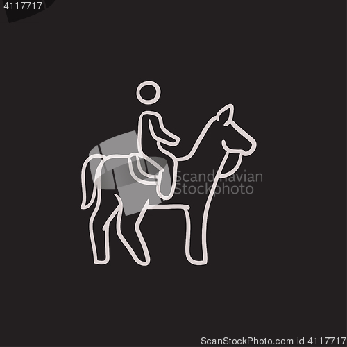 Image of Horse riding sketch icon.