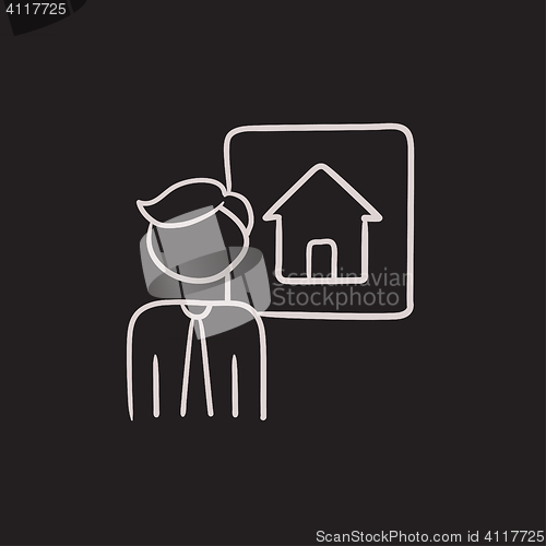 Image of Real estate agent sketch icon.