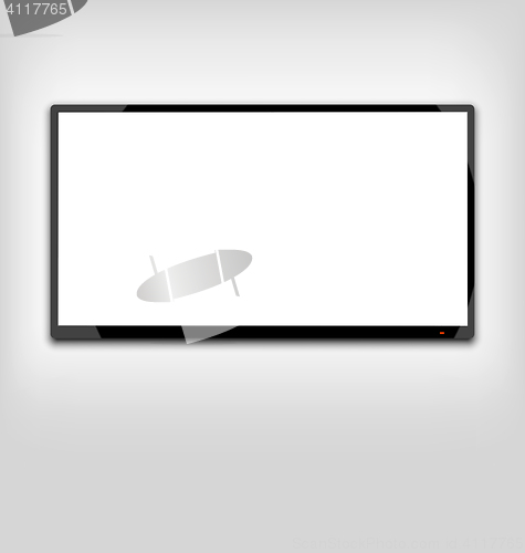 Image of LCD or LED tv screen hanging on the wall