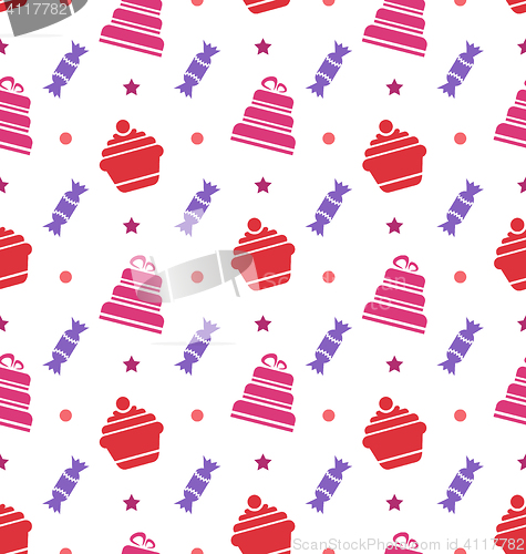 Image of Seamless Texture with Cupcakes, Cakes and Candies