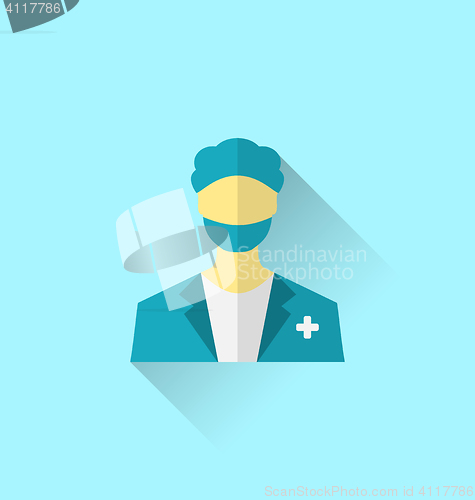 Image of Icon of medical doctor with shadow in modern flat design style